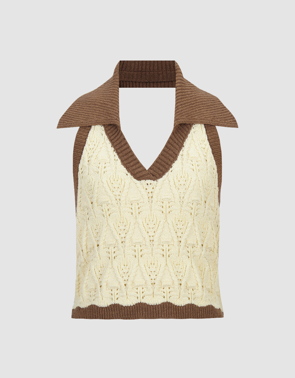 Knitted Lapel Tank Top