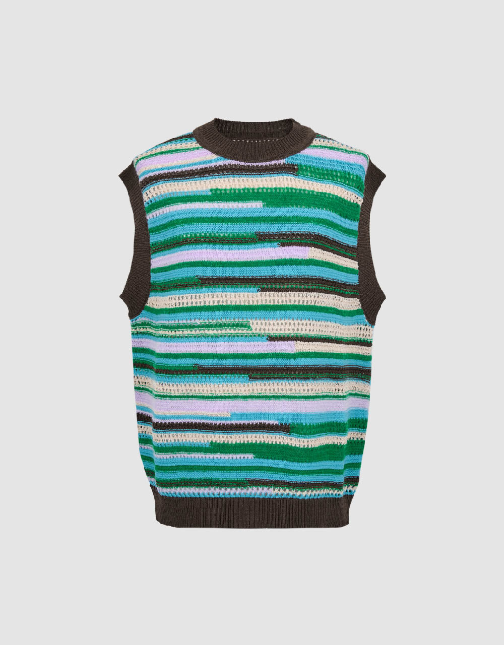 Striped Crew Neck Knitted Vest