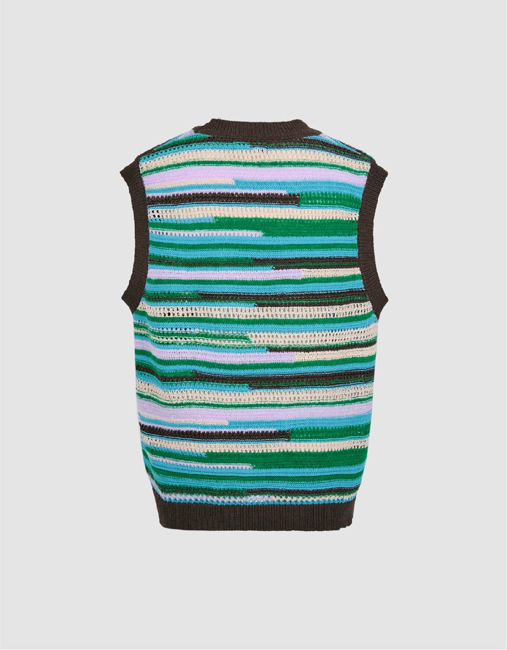 Striped Crew Neck Knitted Vest