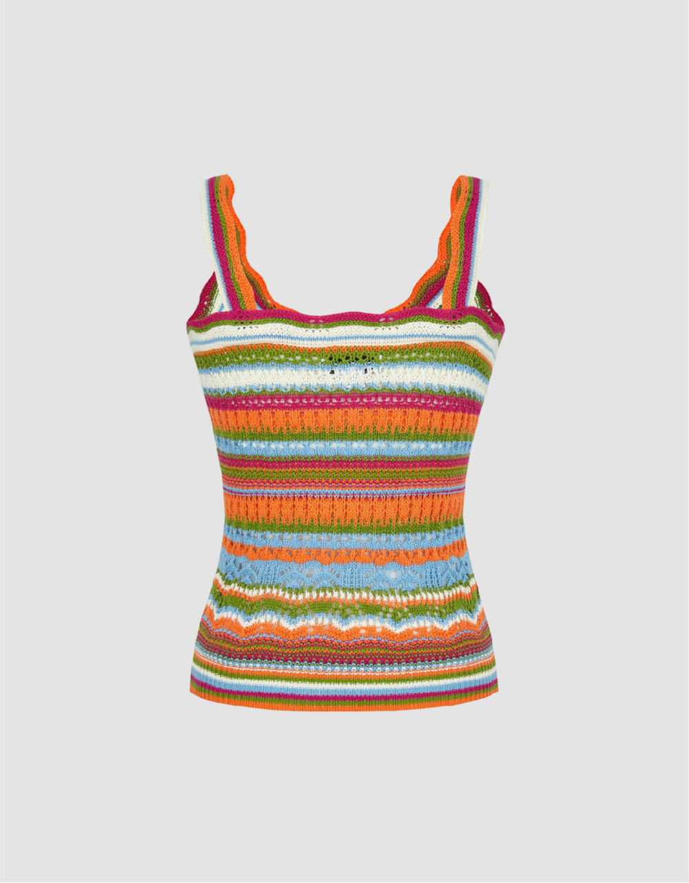 Striped V-Neck Knitted Tank Top