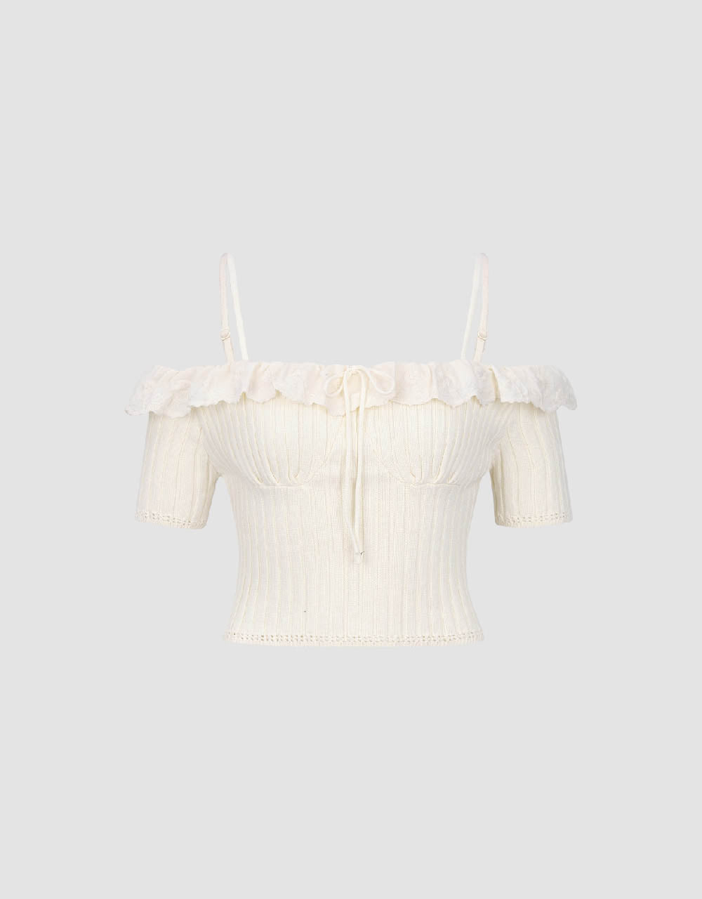 Off-Shoulder Skinny Knitted T-Shirt