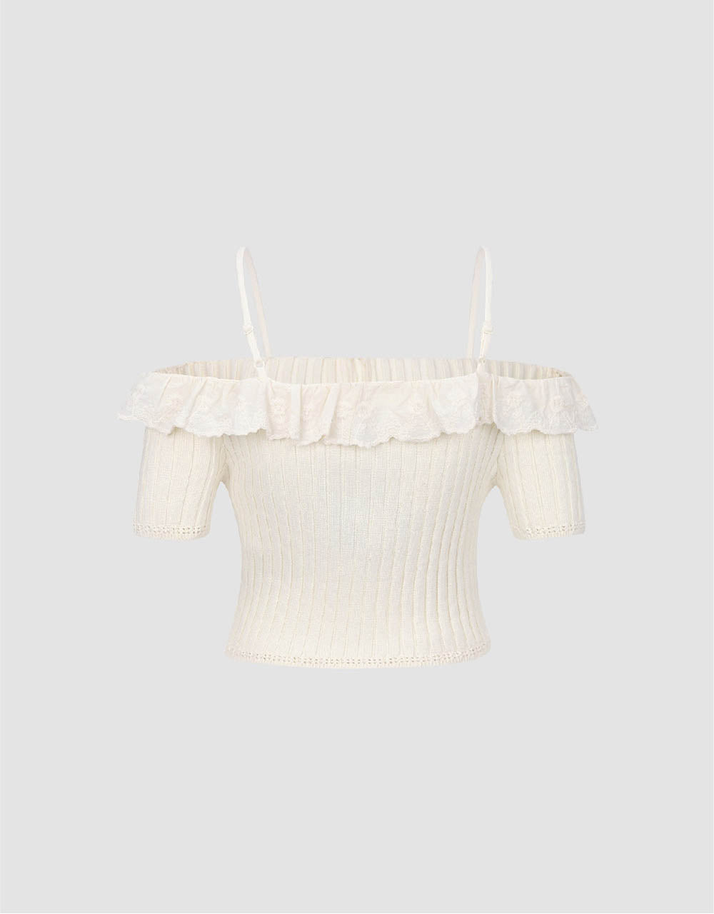 Off-Shoulder Skinny Knitted T-Shirt