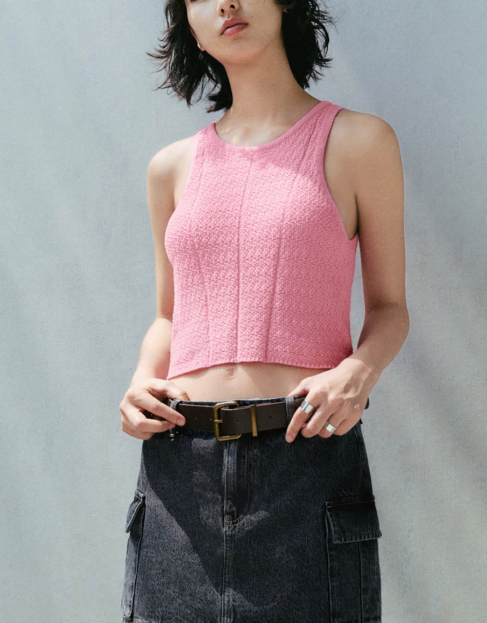 Crew Neck Knitted Tank Top