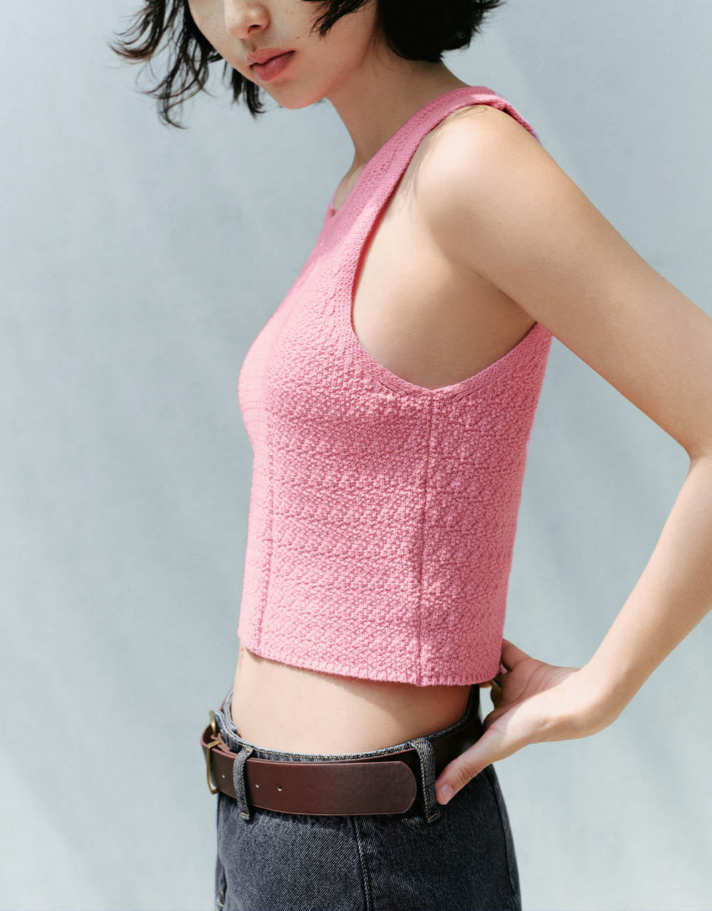 Crew Neck Knitted Tank Top