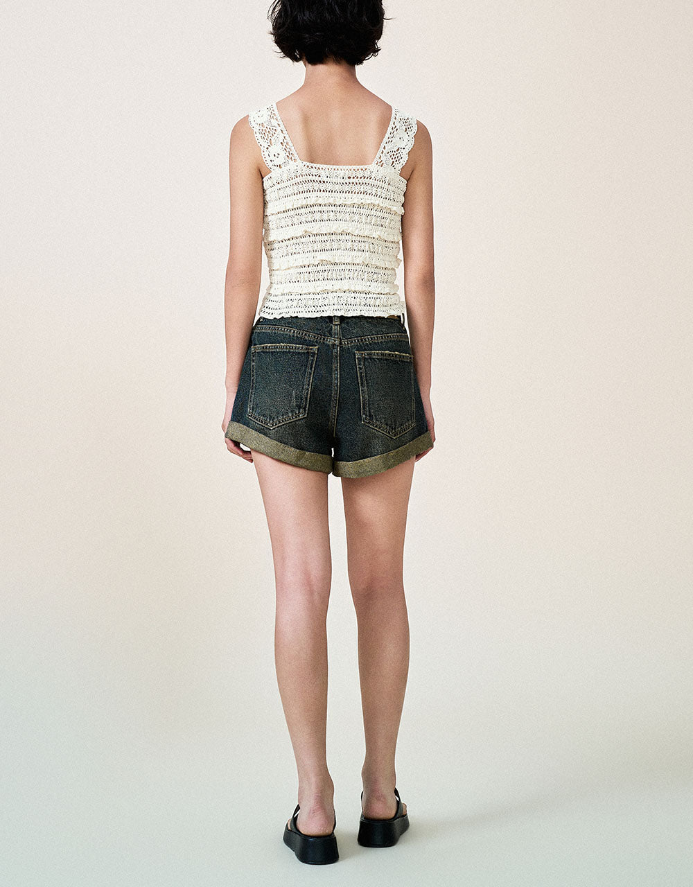 Sleeveless Square-cut Collar Knitted Top