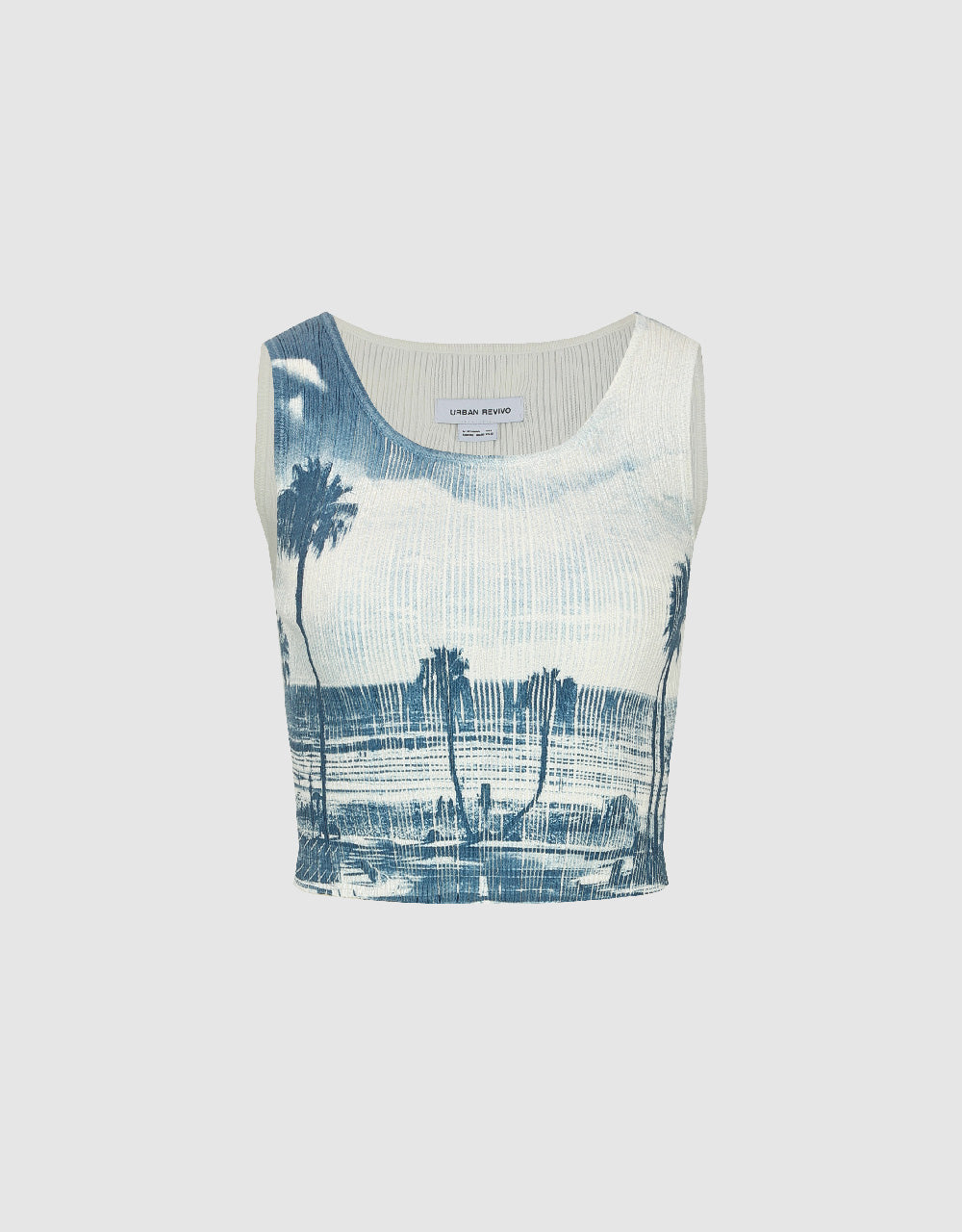 Printed Crew Neck Knitted Tank Top