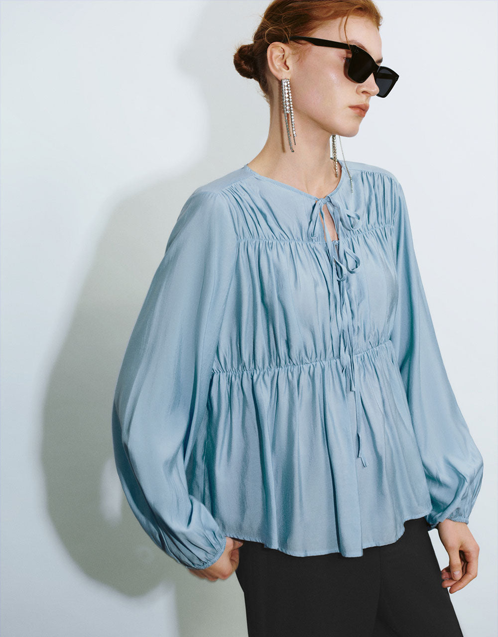 Tie Front Loose Overhead Shirt