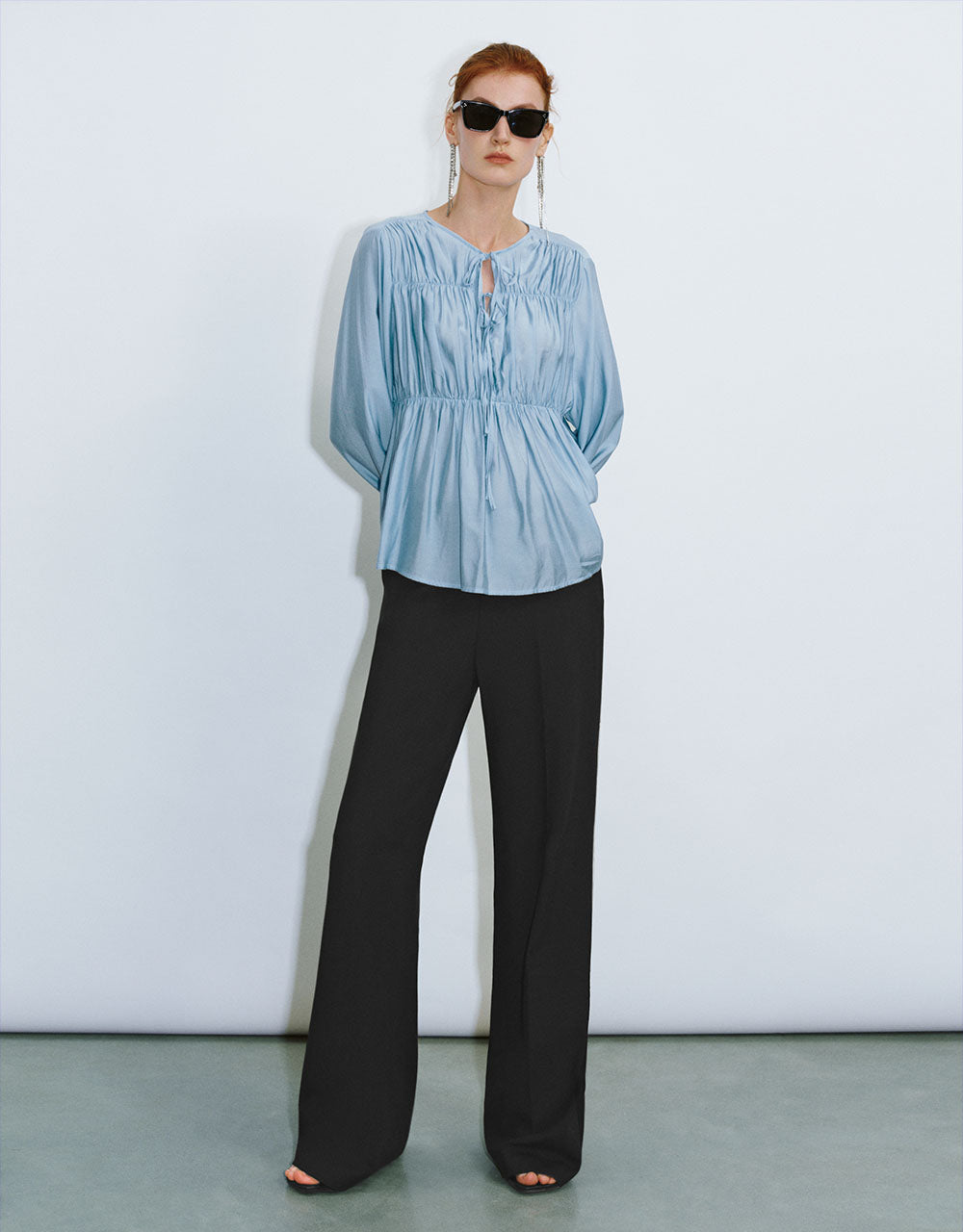 Tie Front Loose Overhead Shirt