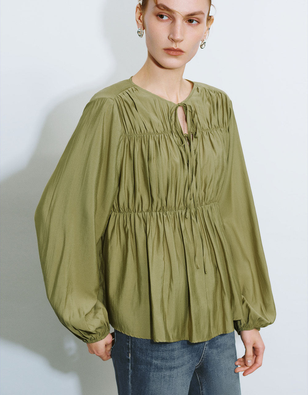 Tie Front Loose Overhead Shirt