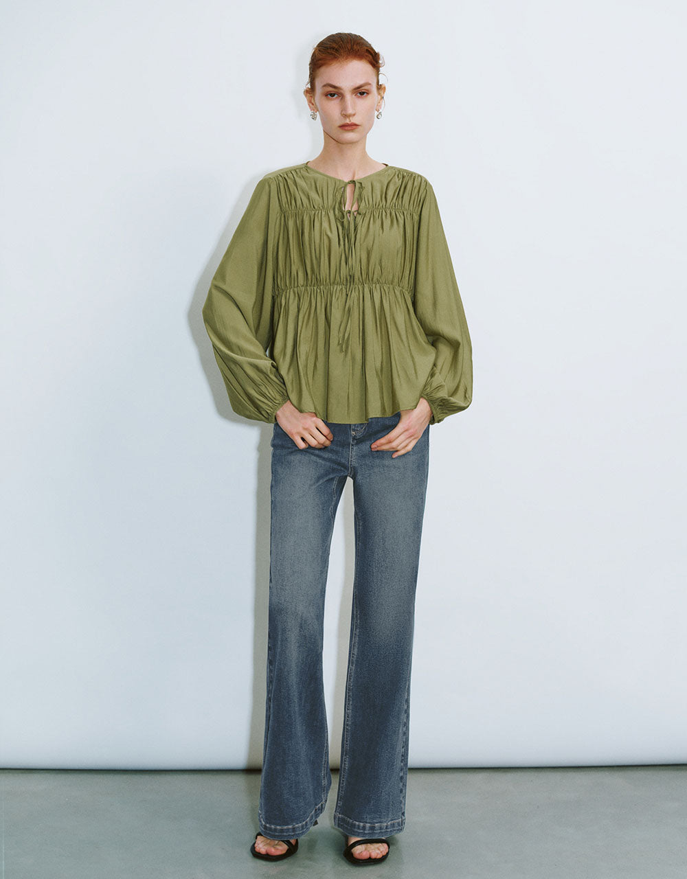 Tie Front Loose Overhead Shirt