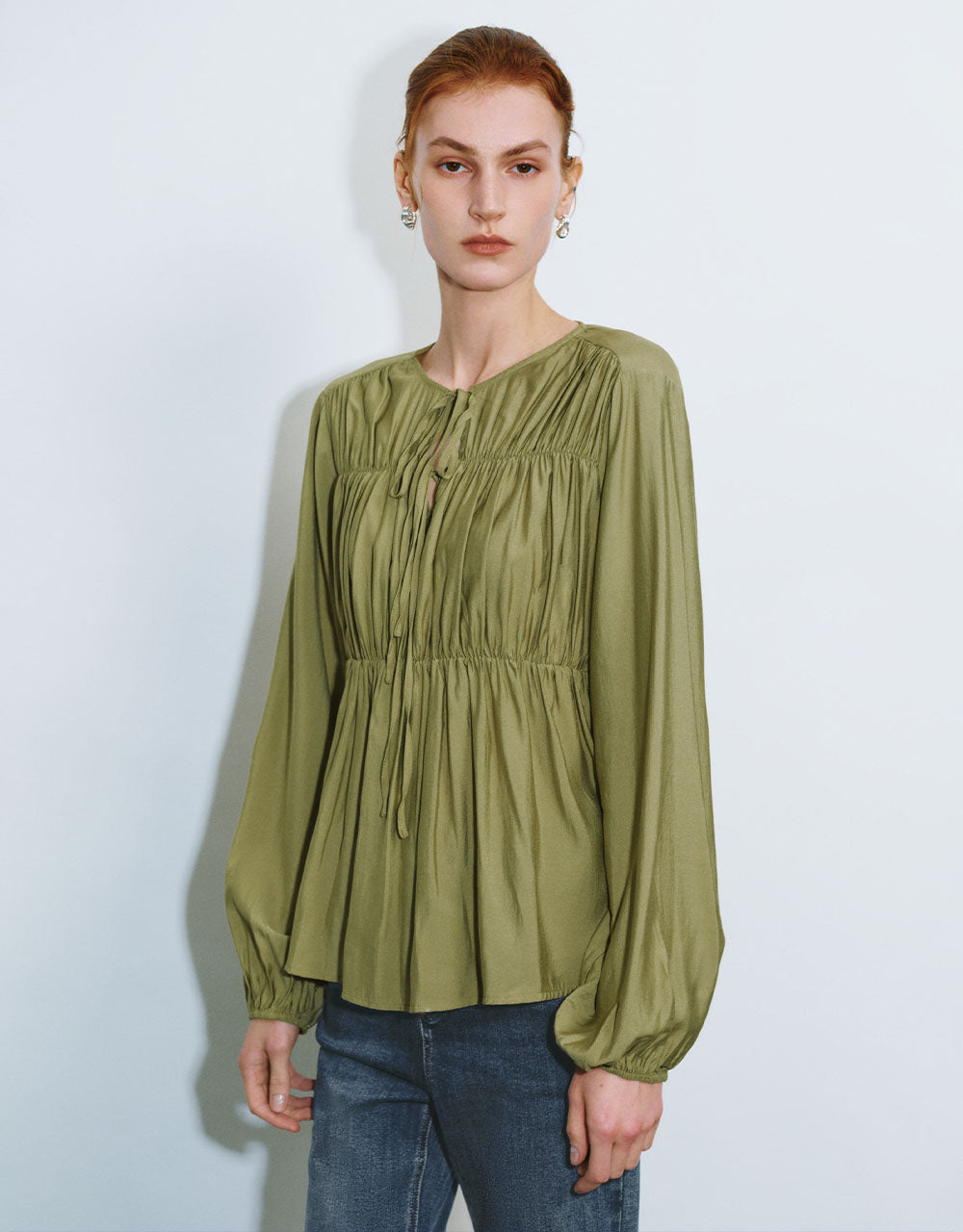 Tie Front Loose Overhead Shirt