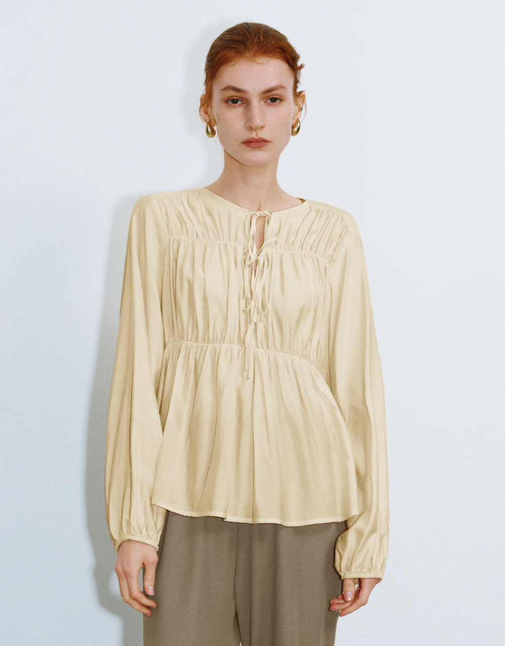 Tie Front Loose Overhead Shirt