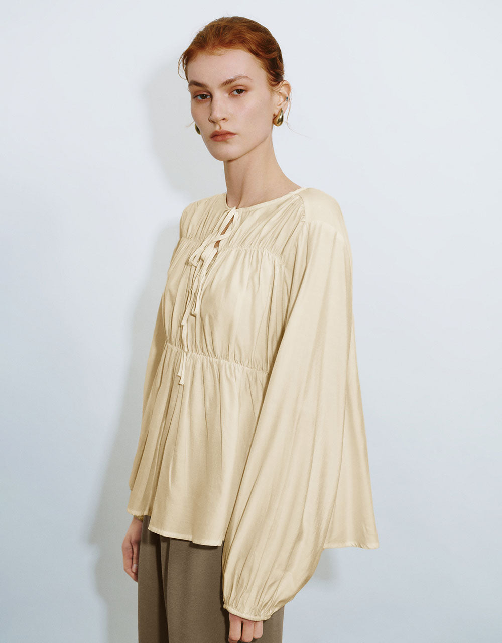 Tie Front Loose Overhead Shirt