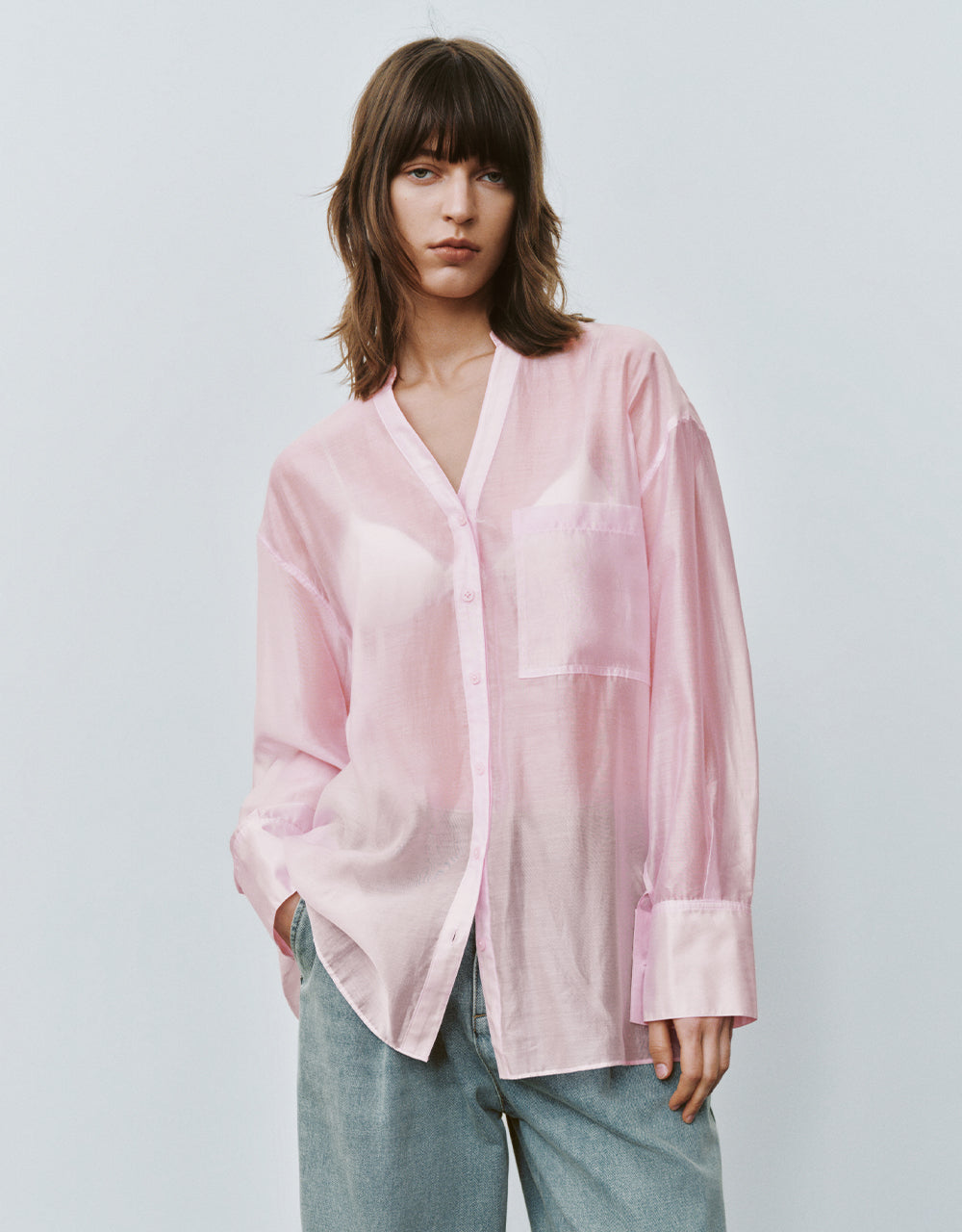 Notch Neck Oversized Shirt