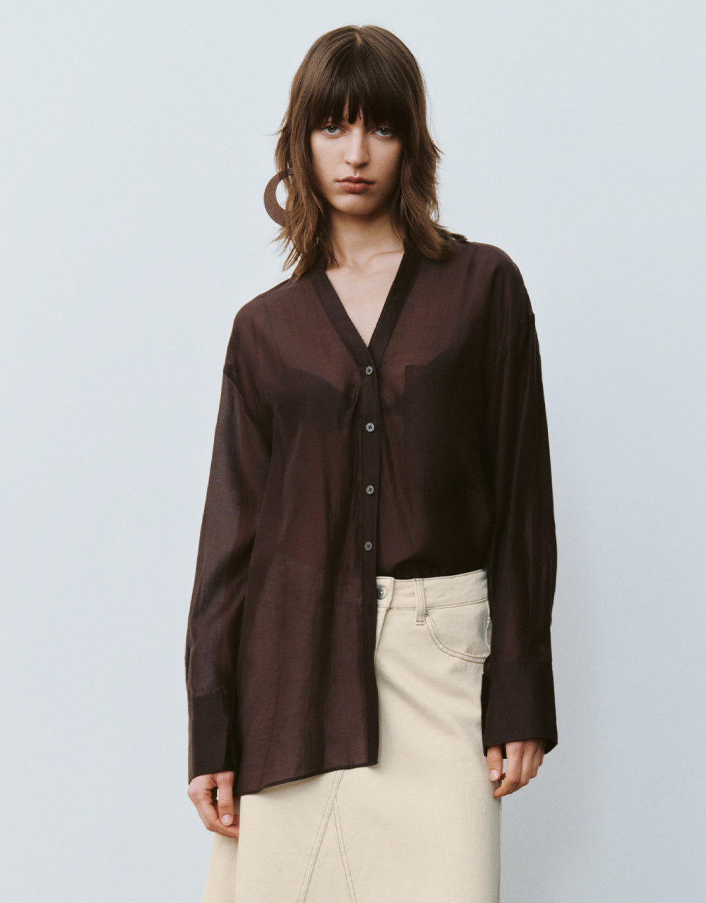 Notch Neck Oversized Shirt