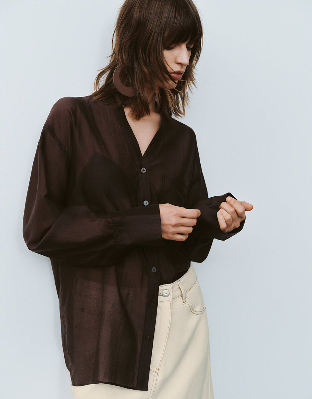 Notch Neck Oversized Shirt