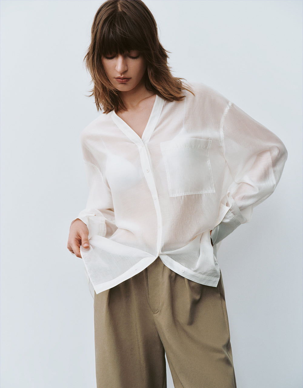 Notch Neck Oversized Shirt