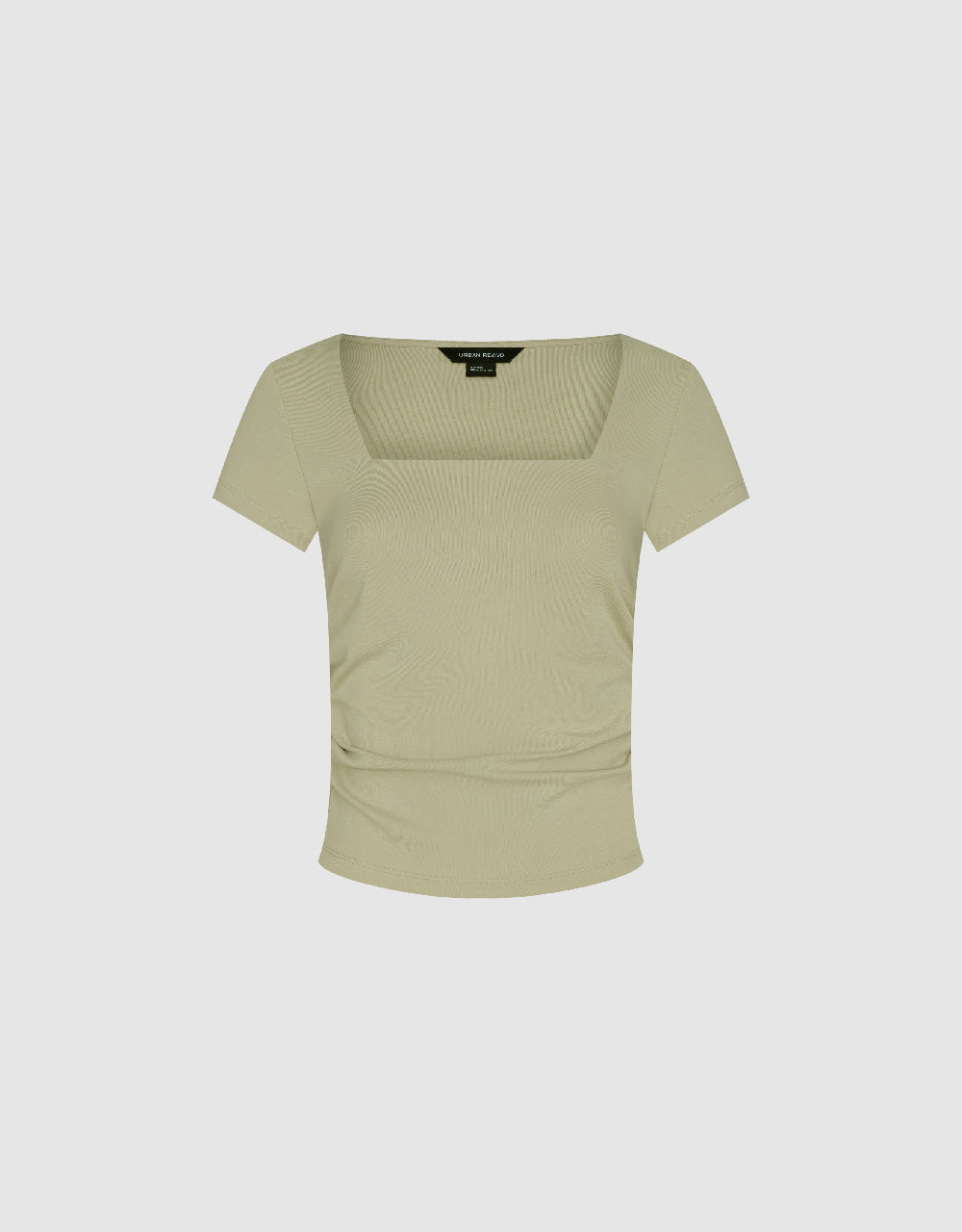 Ruched Square-cut Collar T-Shirt