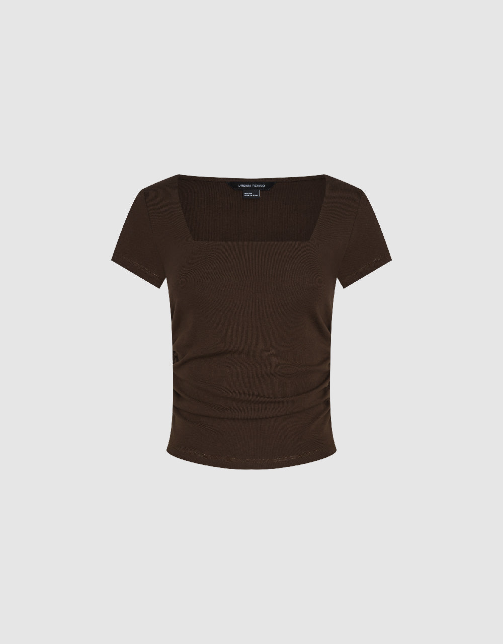 Ruched Square-cut Collar T-Shirt