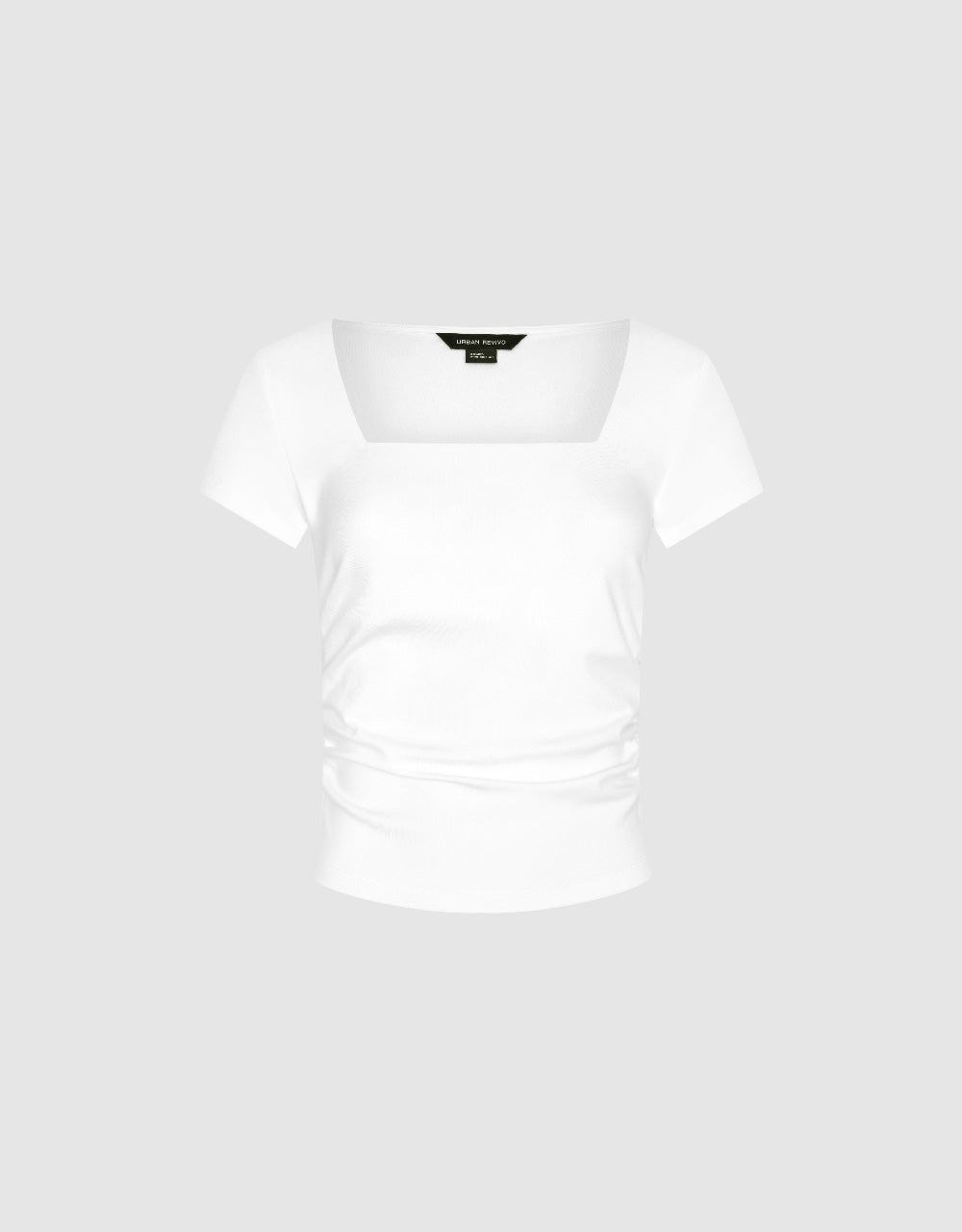 Ruched Square-cut Collar T-Shirt