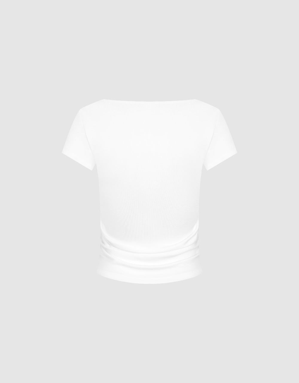 Ruched Square-cut Collar T-Shirt