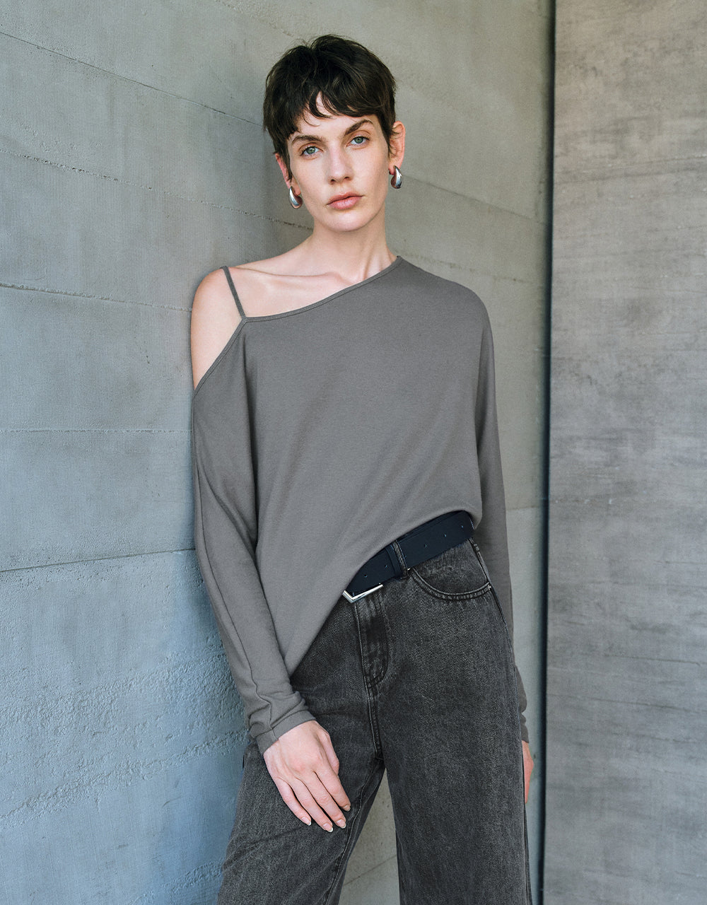 One Shoulder Skinny T-Shirt