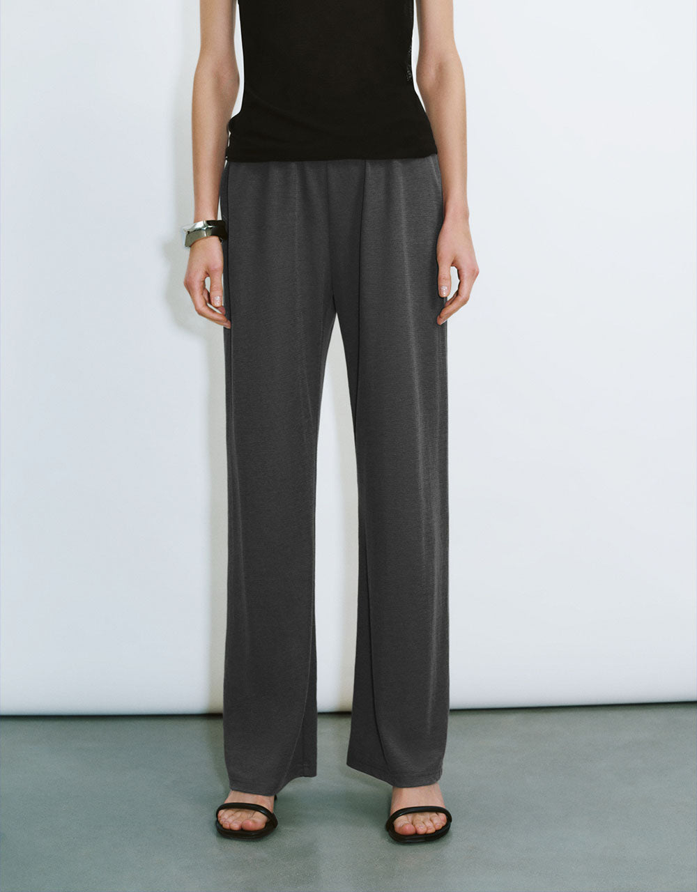 Elastic Waist Wide-Leg Pants