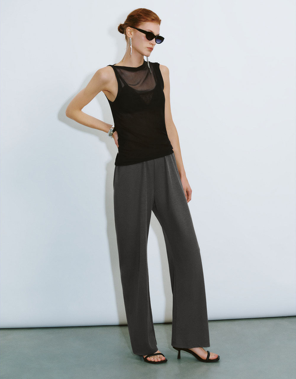 Elastic Waist Wide-Leg Pants