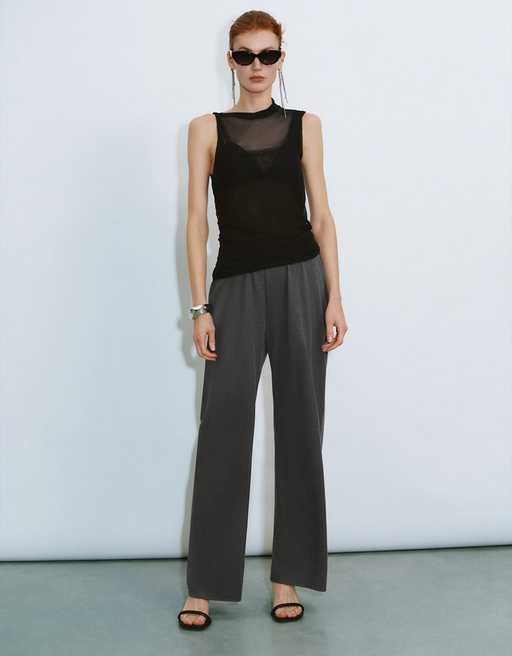 Elastic Waist Wide-Leg Pants