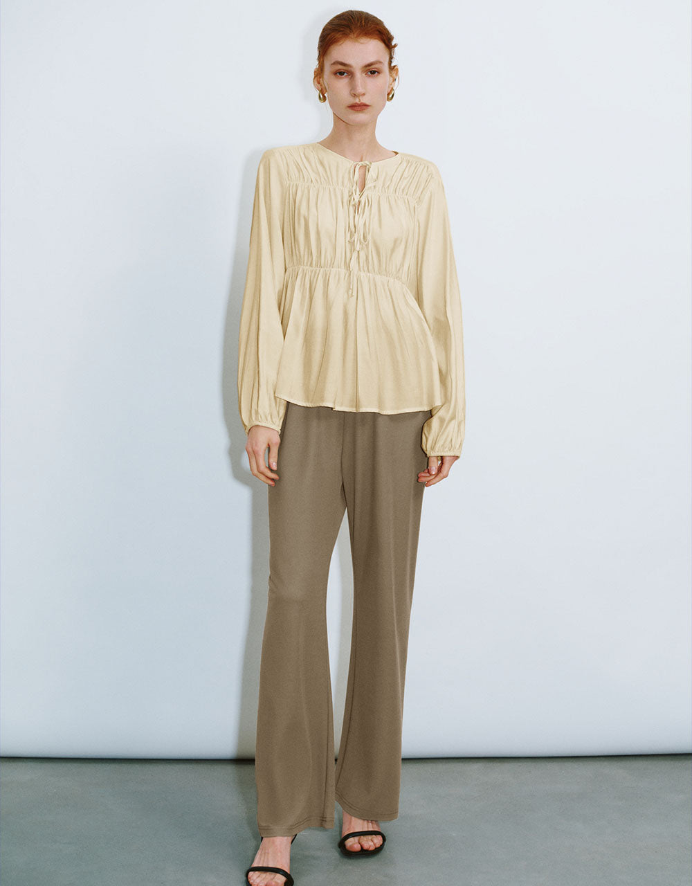 Elastic Waist Wide-Leg Pants