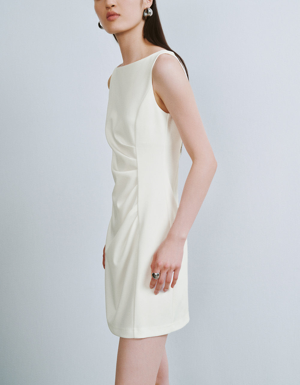 Ruched Sleeveless A-Line Dress