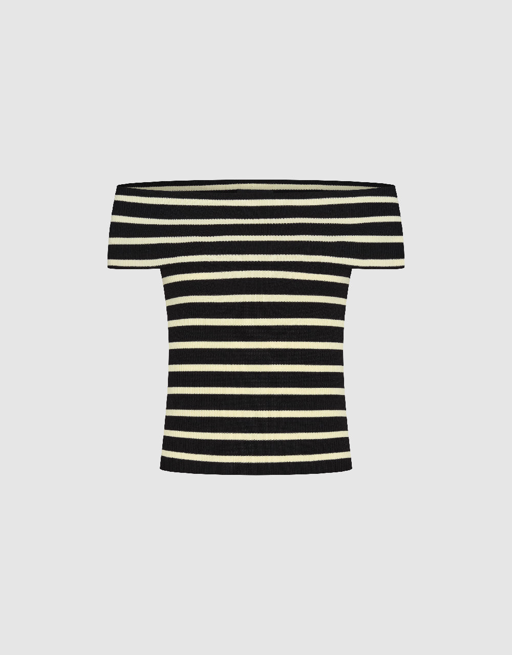 Striped Off-Shoulder Knitted T-Shirt