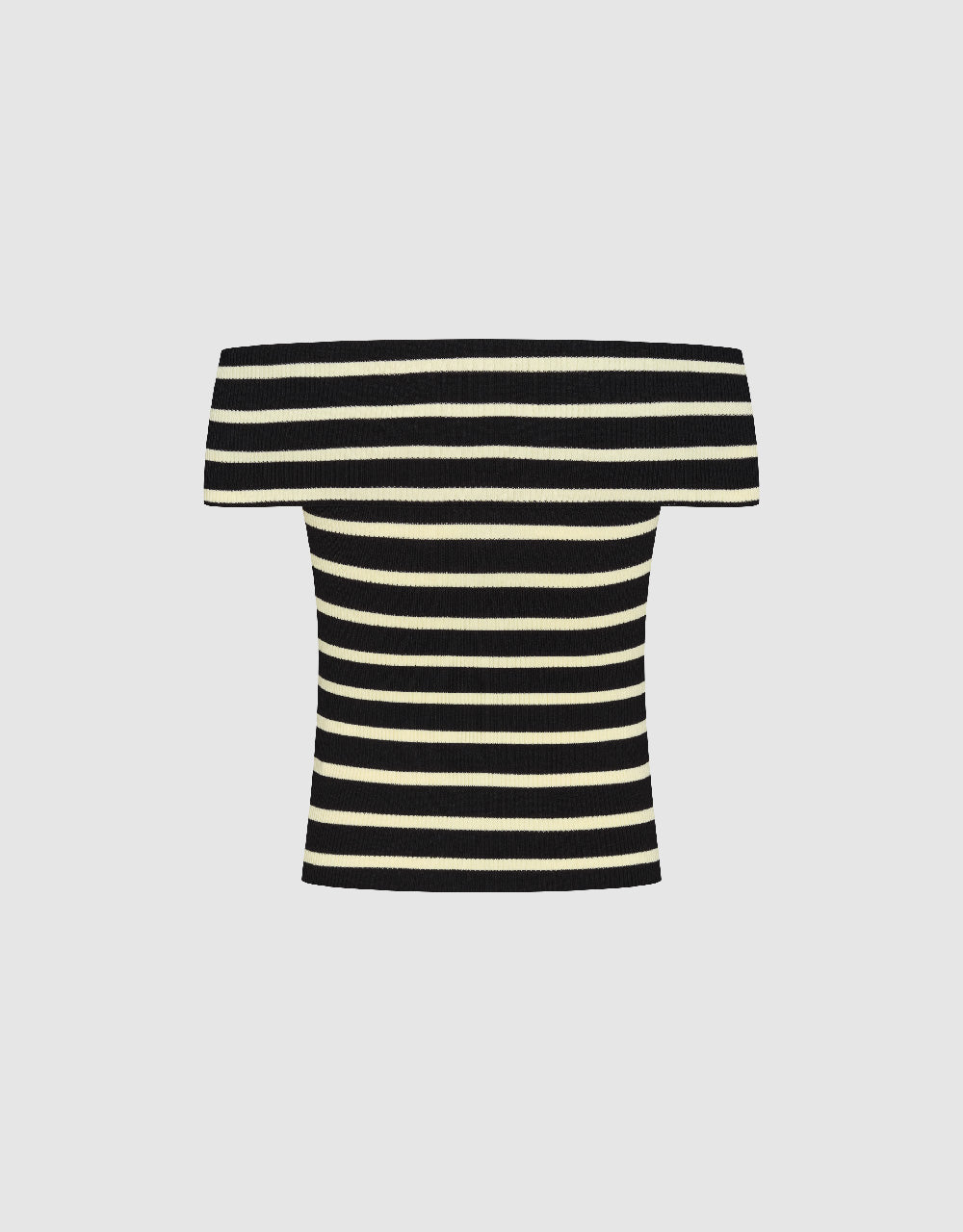 Striped Off-Shoulder Knitted T-Shirt