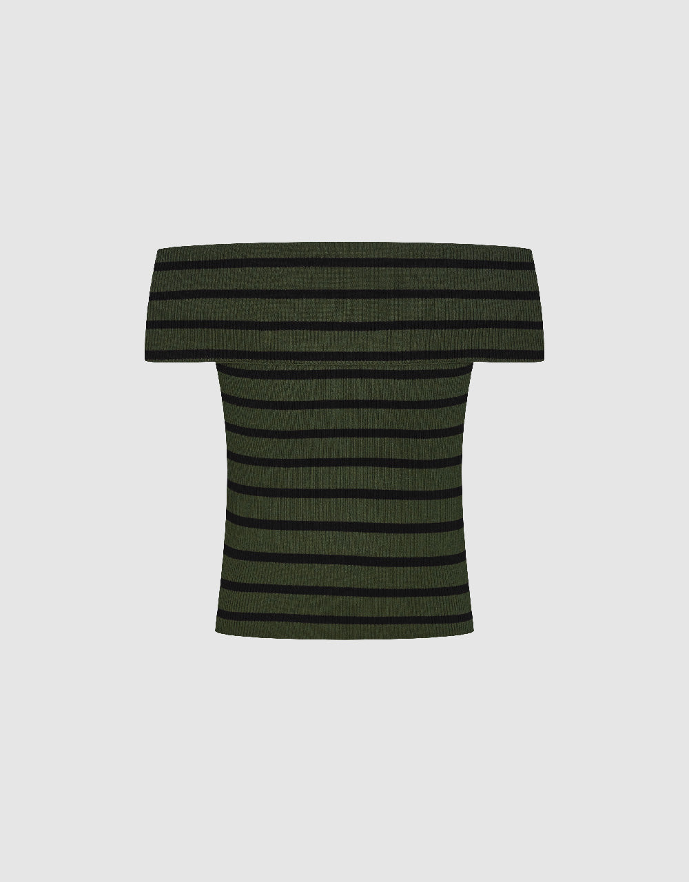 Striped Off-Shoulder Knitted T-Shirt