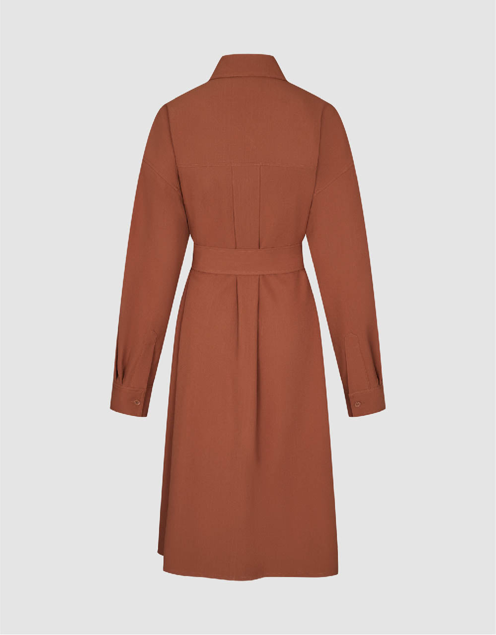 Lapel Straight Shirt Dress With Belt