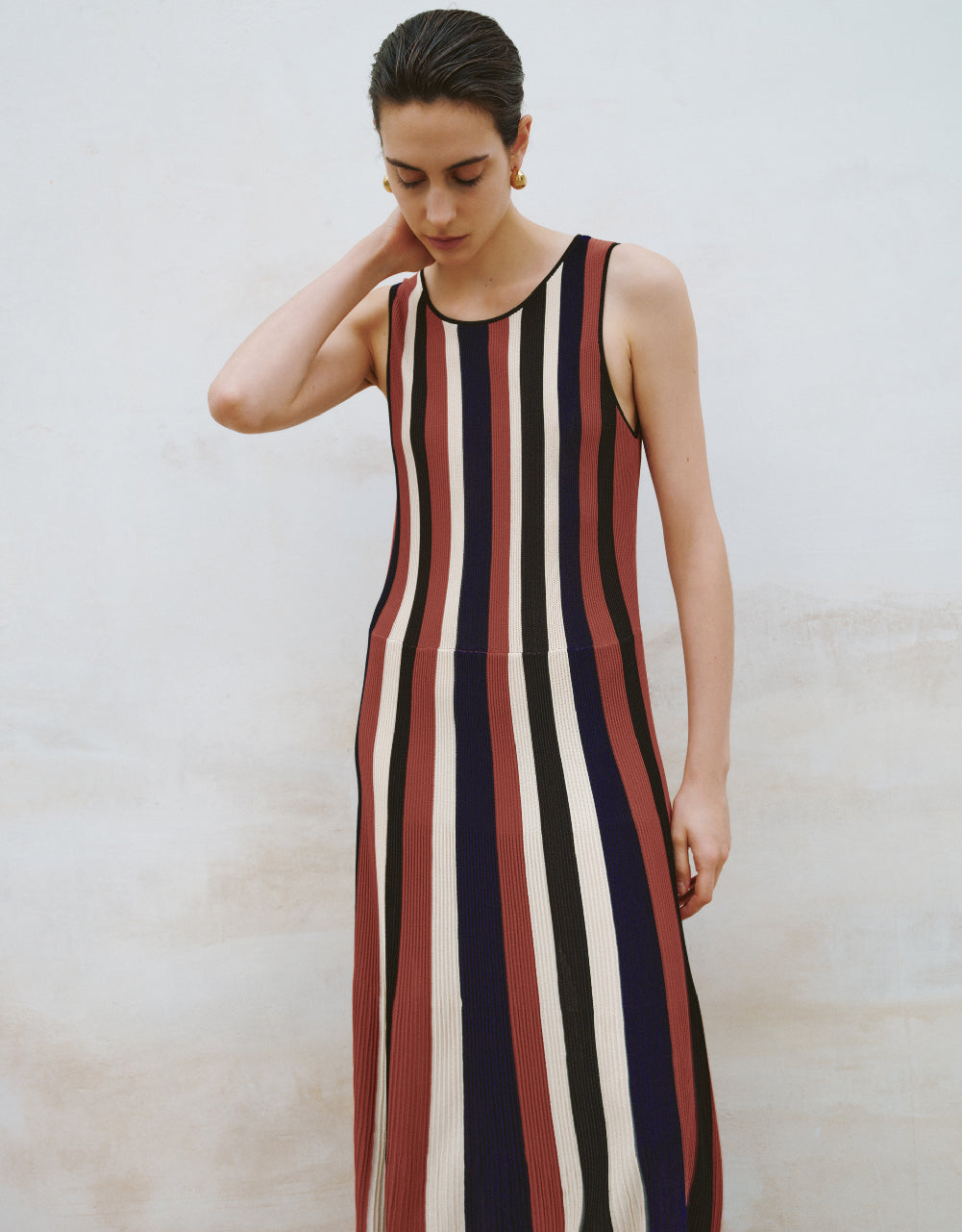 Striped U Neck Knitted Dress