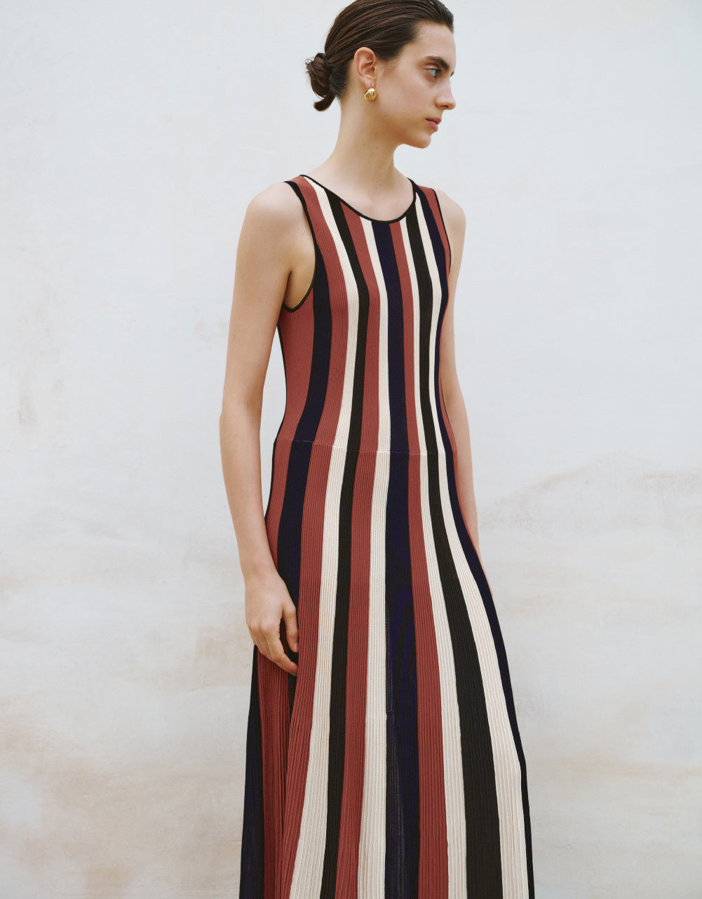 Striped U Neck Knitted Dress