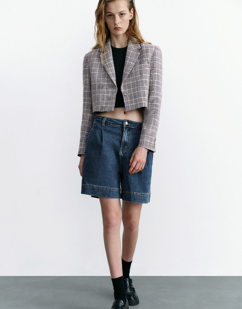 Plaid Cropped Blazer