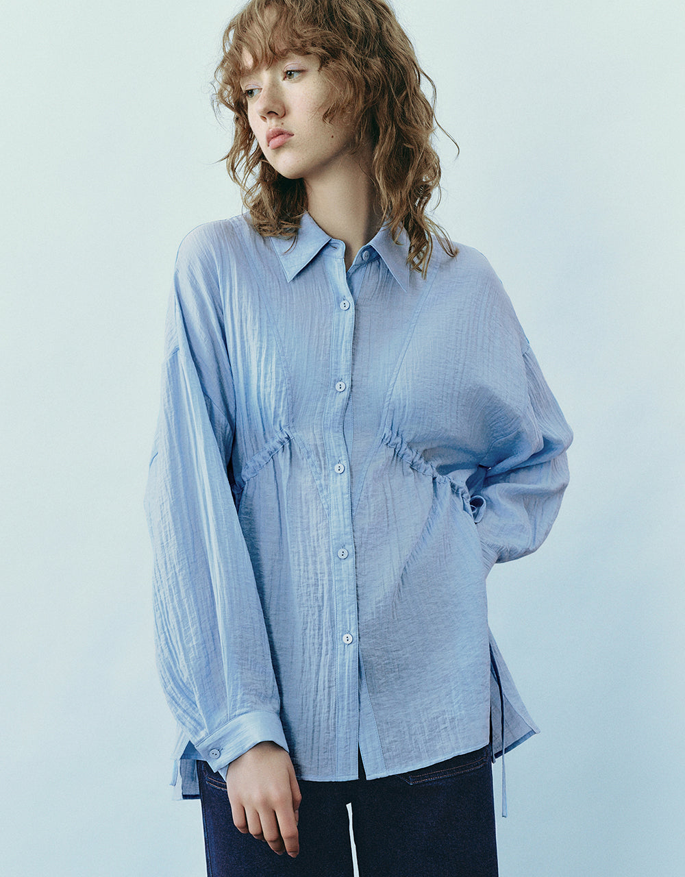 Button Up Loose A-Line Shirt