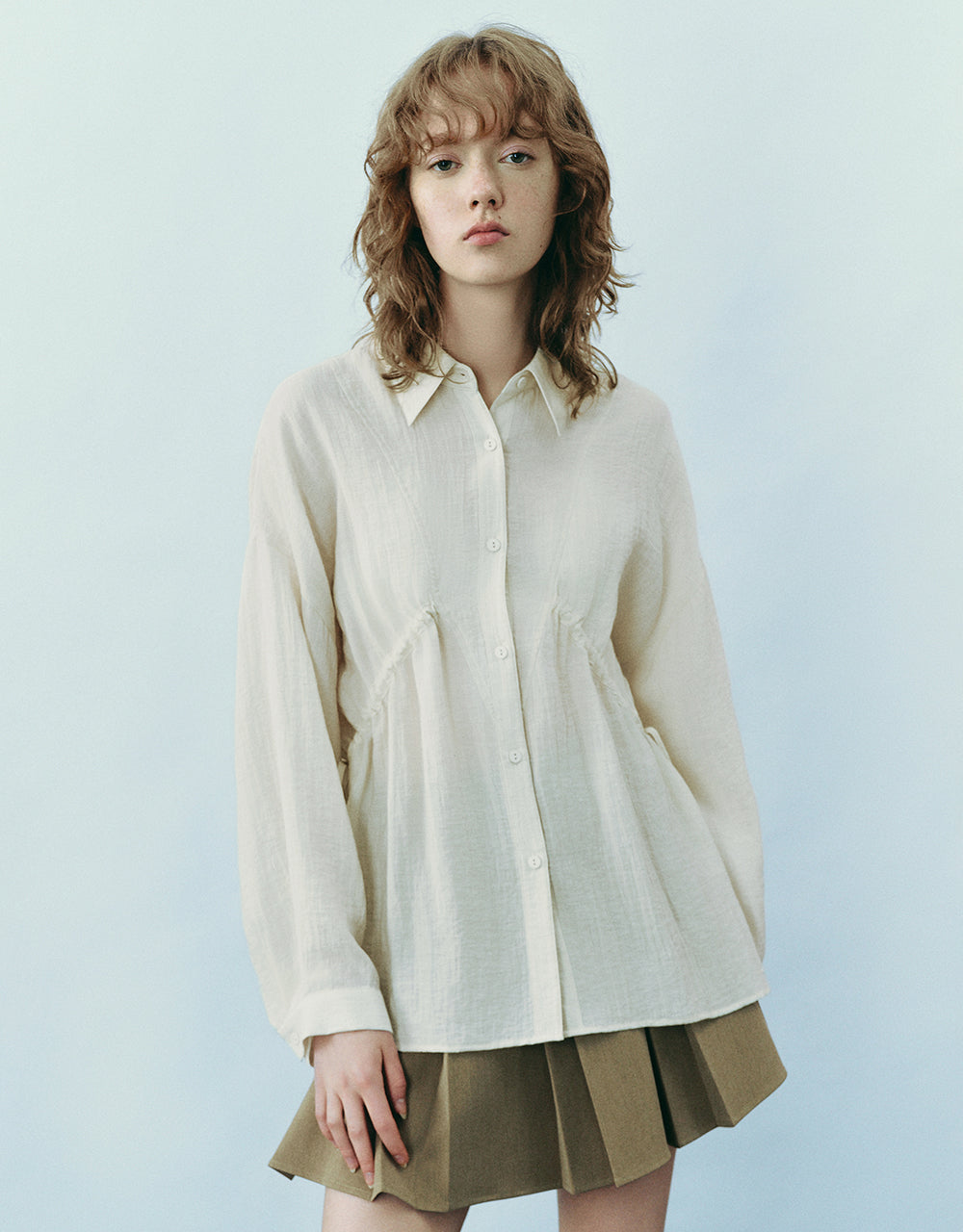 Button Up Loose A-Line Shirt