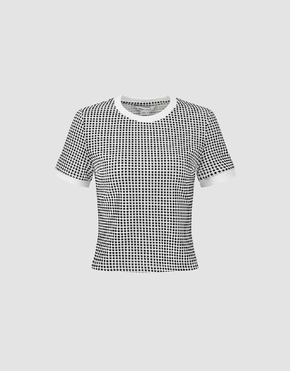 Checkered Crew Neck Knitted T-Shirt