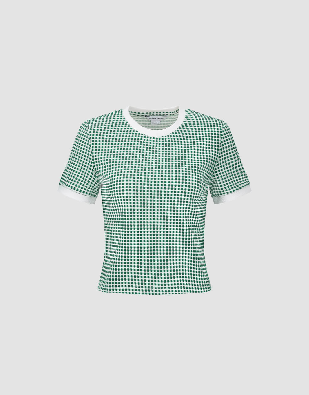 Checkered Crew Neck Knitted T-Shirt