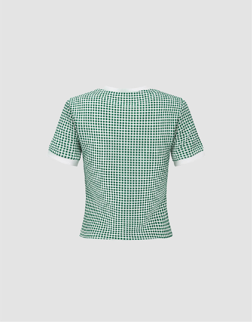 Checkered Crew Neck Knitted T-Shirt