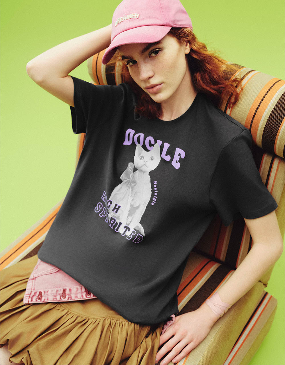 Cat Printed Crew Neck T-Shirt