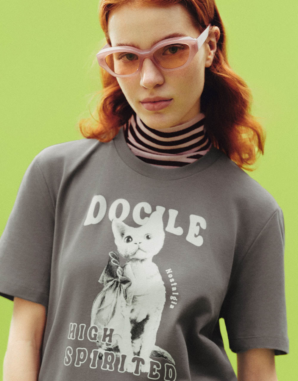 Cat Printed Crew Neck T-Shirt