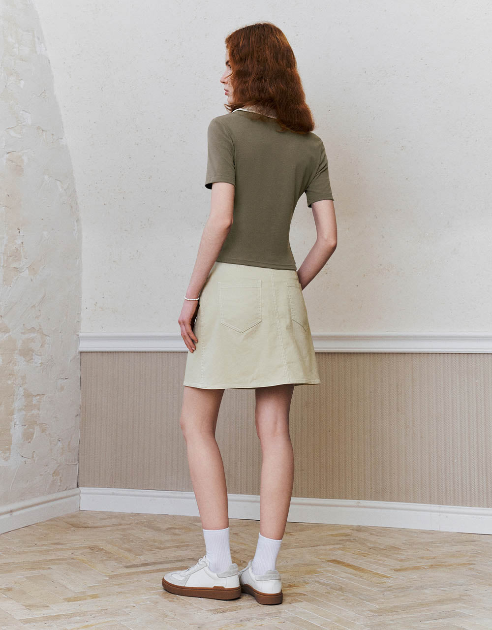 Lapel Skinny Knitted T-Shirt