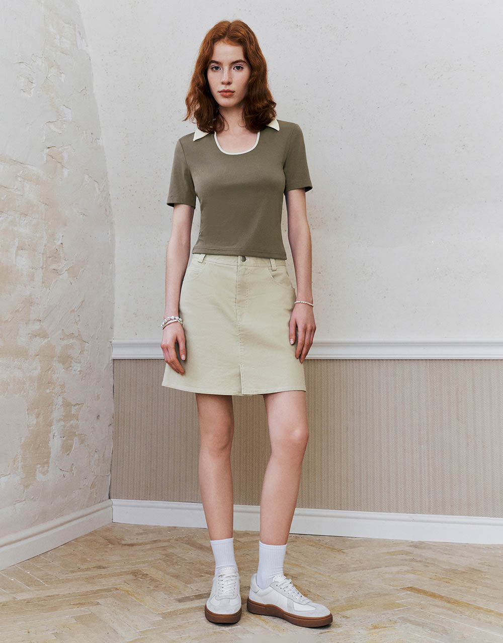 Lapel Skinny Knitted T-Shirt