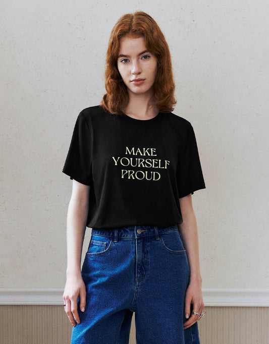 Letter Printed Crew Neck T-Shirt