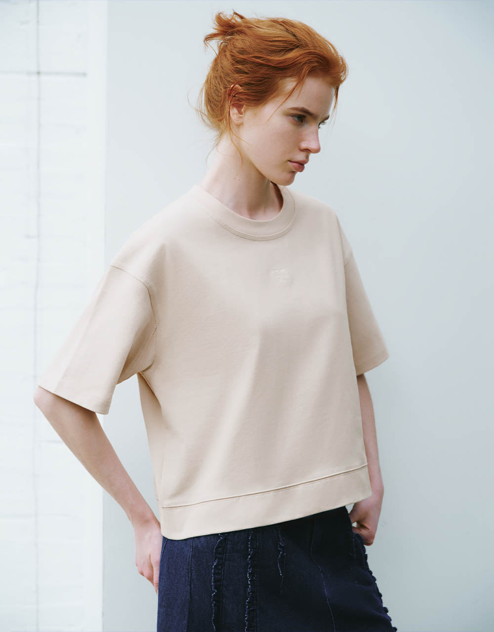 Cropped Crew Neck Loose T-Shirt