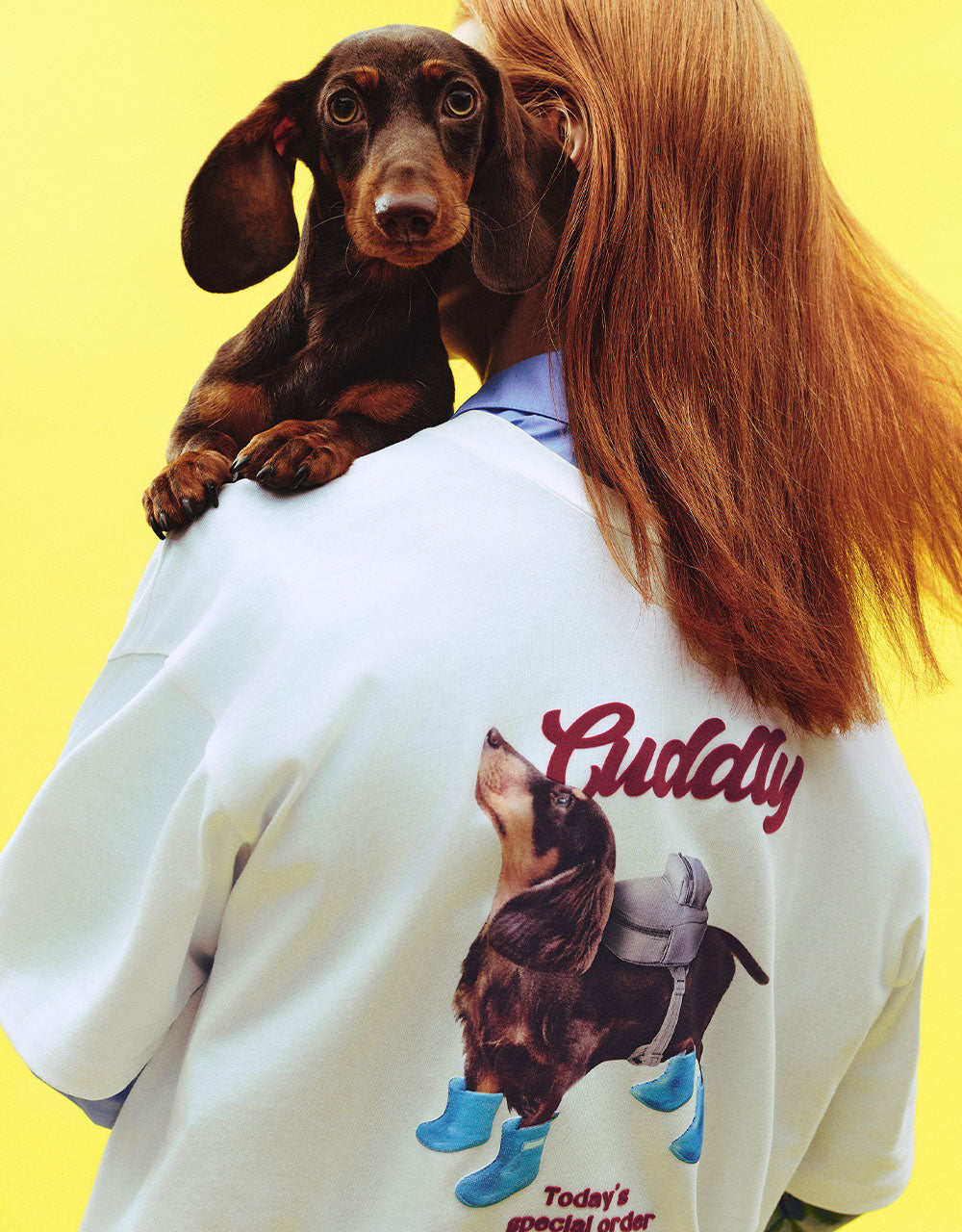 Dog Printed Crew Neck Loose T-Shirt